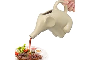 RAISLY Ceramic Gravy Boat, 11oz Elephant Gravy Boat, Cute Sauce Jug with Smooth Handle - Perfect for Salad Dressing, Broth, Cream, Milk - Unique Artwork for Your Kitchen