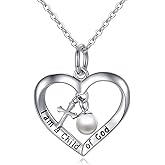 PEIMKO Baptism Gifts for Girls Cross Pendant Necklace I Am a Child of God 925 Sterling Silver First Communion Gifts 14/16 Inch