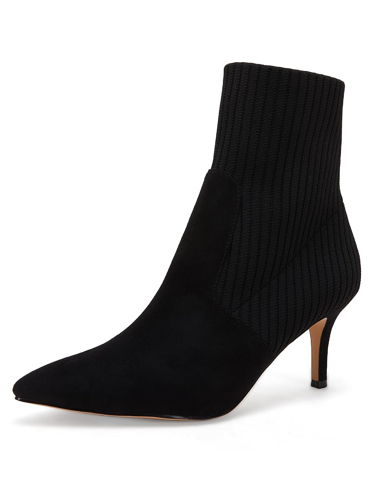 Photo 1 of Women's Pointed Toe Stiletto Kitten Heel Ankle Boots Faux Suede Knit Slip On Wedding Winter Sock Booties