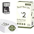 FriCARE Cone Coffee Filters for Electric Maker, Unbleached & Disposable, No Paper & No-tear, #2 for 2-6 Cup, White, 100 Ct