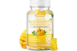 UPNEUTRI Sugar Free Glucosamine Chondroitin Gummies, Extra Strength 1500mg Glucosamine with Chondroitin MSM & Elderberry & Turmeric, Joint Support Supplement for Men & Women Move Free Joint Health