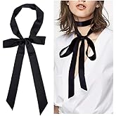 ericotry 1PCS Black Chiffon Long Scarf Silky Long Narrow Neckerchief Tie Ribbon Scarf Waist Belt for Women Girls