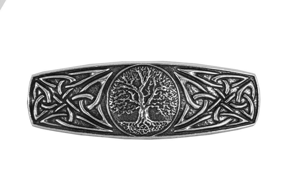 World Tree Hair Clip, Medium Hand Crafted Metal Barrette Made in the USA with a 70mm Imported French Clip by Oberon Design : Beauty