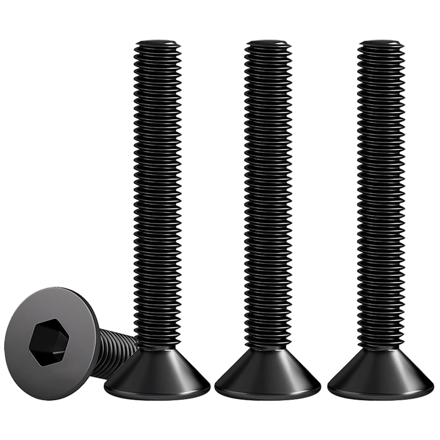 Drenky M6 Hex Socket Countersunk Bolts, Black Screws Countersunk DIN 7991 / ISO 10642 Rustproof Hex Screws 304 Stainless Steel Machine Screws Fully Thread, M6 X 40mm, 25 Pcs — image 1