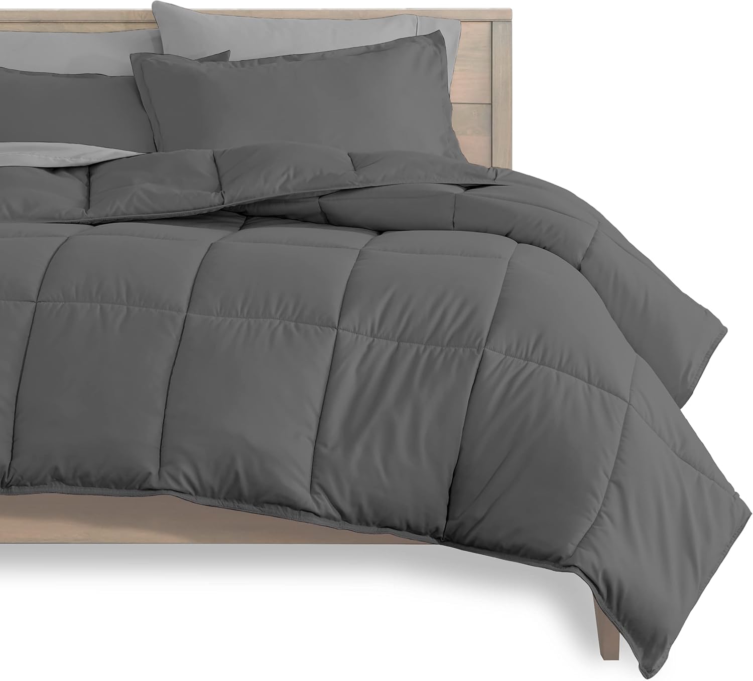 Bare Home Bedding Set 7 Piece Comforter & Sheet Set - King - Goose Down Alternative - Ultra-Soft 1800 Premium - Hypoallergenic - Breathable Bed Set (King, Grey/Light Grey): Home & Kitchen