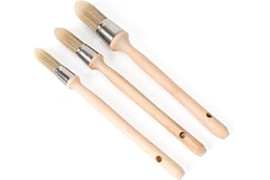 BKTLCAU Trim Painting Tool, 3 Packs with 0.6Inch, 0.75Inch, 1Inch Small Paint Brushes for Walls, Touch Up, Edge Painting Tool, Round Paint Brush for House Wall Edges, Trim Paint Brushes