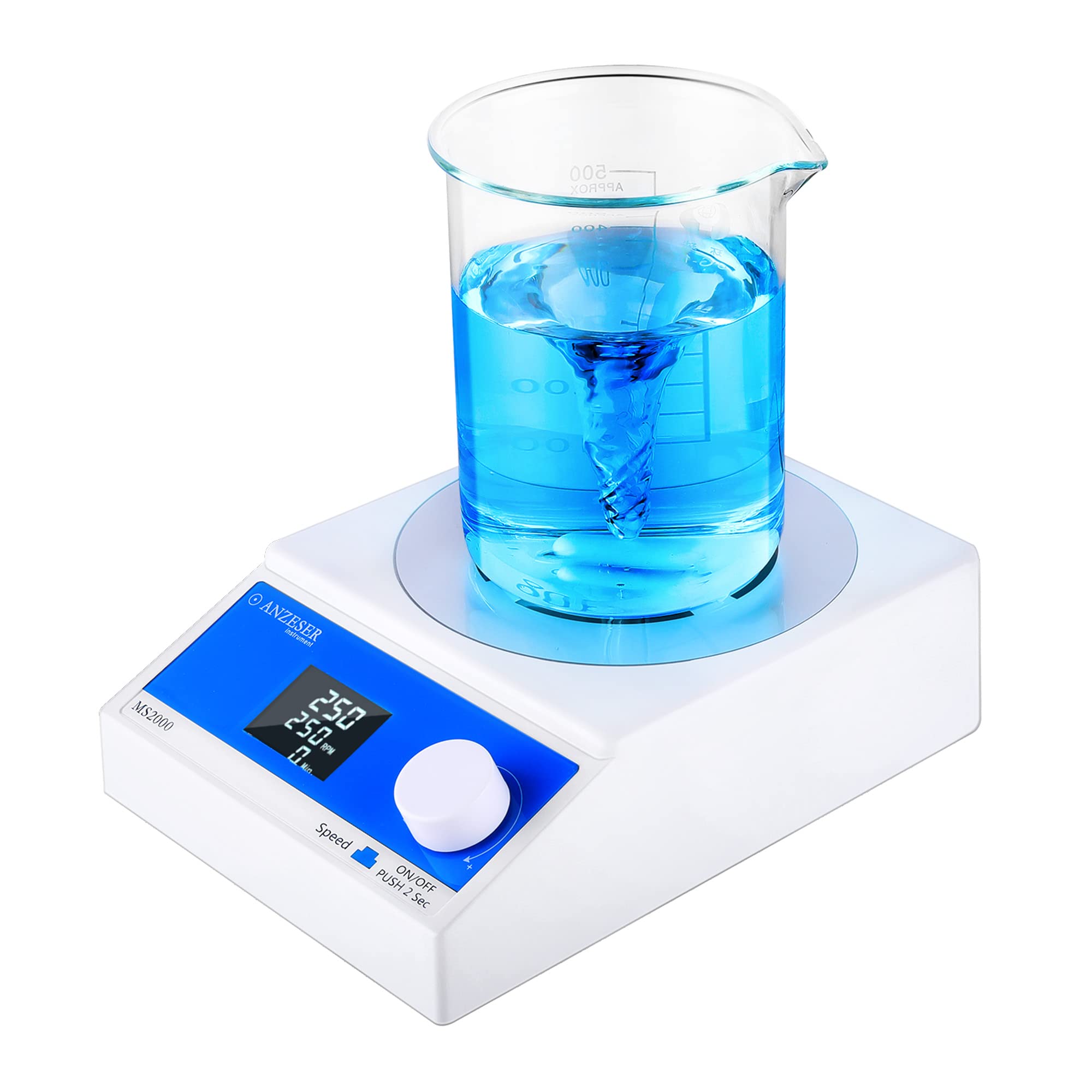 ANZESER Magnetic Stirrer with LCD Display and Timing Function, 250~2000rpm Accurately Adjustable Lab Stirrers, 3500mL Max. Capacity Stir Plate, Digital Magnetic Mixer with Stir Bar