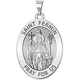 PicturesOnGold.com Saint Fermin Oval Religious Medal - 3/4 Inch X 1 Inch - Sterling Silver