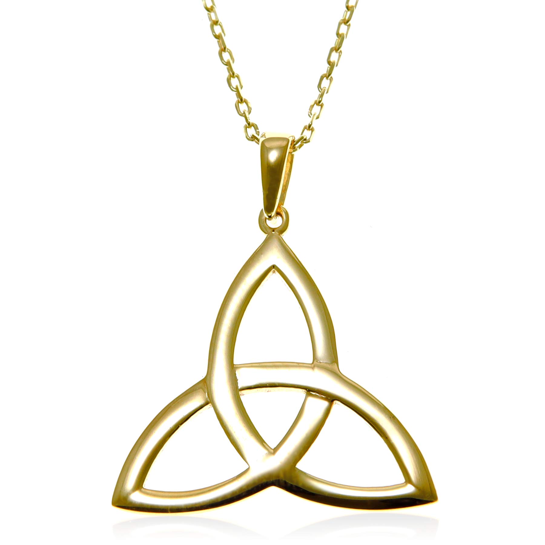 Alexander Castle Gold-Plated Solid 925 Sterling Silver Trinity Knot Celtic Pendant Necklace for Women - Celtic Jewellery with Adjustable 16"-18" Chain & Jewellery Gift Box - 20mm
