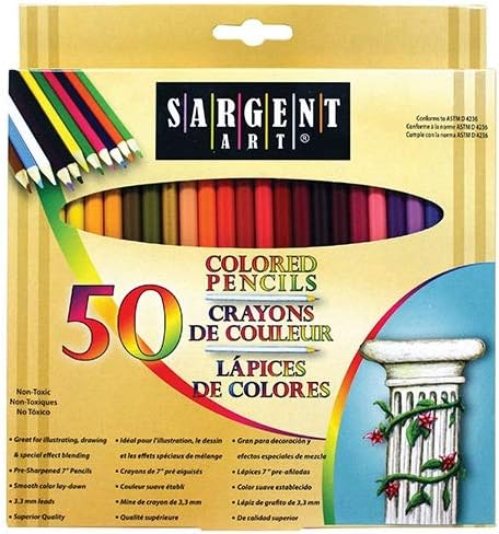 Sargent Art Premium Coloring Pencils, Pack of 50 Assorted Colors, 22-7251: Accessory: Arts, Crafts & Sewing