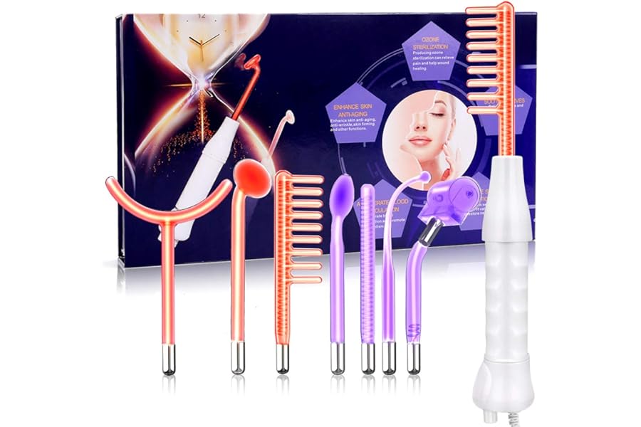 Meifuly High F Rrequency Wand Portable Machine, Portable Handheld High F requency Wand Machine with 7 Different Tubes (Multi-Colored)