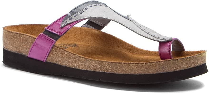 Amazon.com | Naot Women's Honolulu Sandals, Sterling Leather/Blue Slate Leather/Violet Leather 