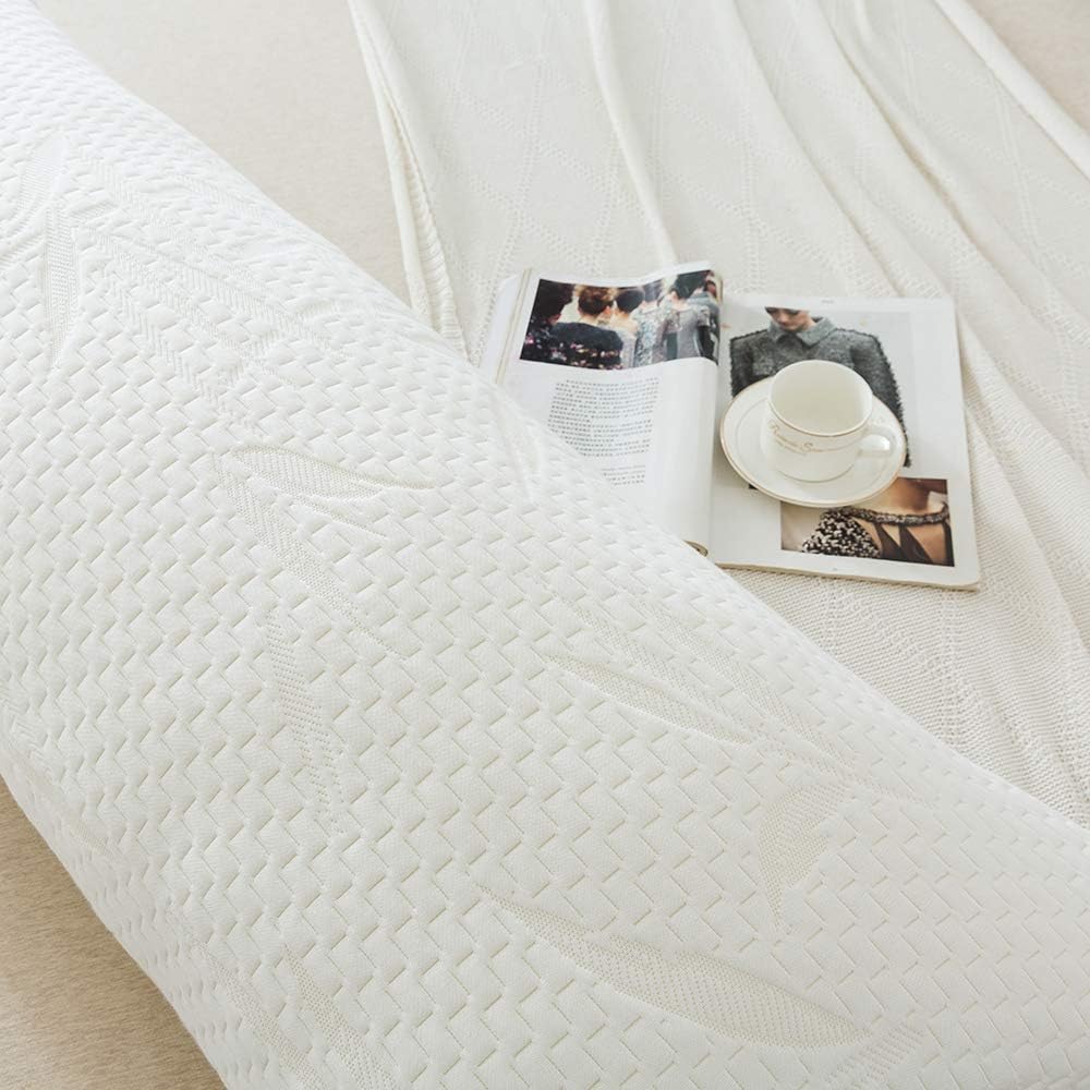 WhatsBedding Full Body Pillows for Adults -Removable Zippered Bamboo Cover Breathable Cooling Bed Body Pillow Long Pillow for Side Sleeper-20 x 54 inch Long Pillow &Cover: Home & Kitchen