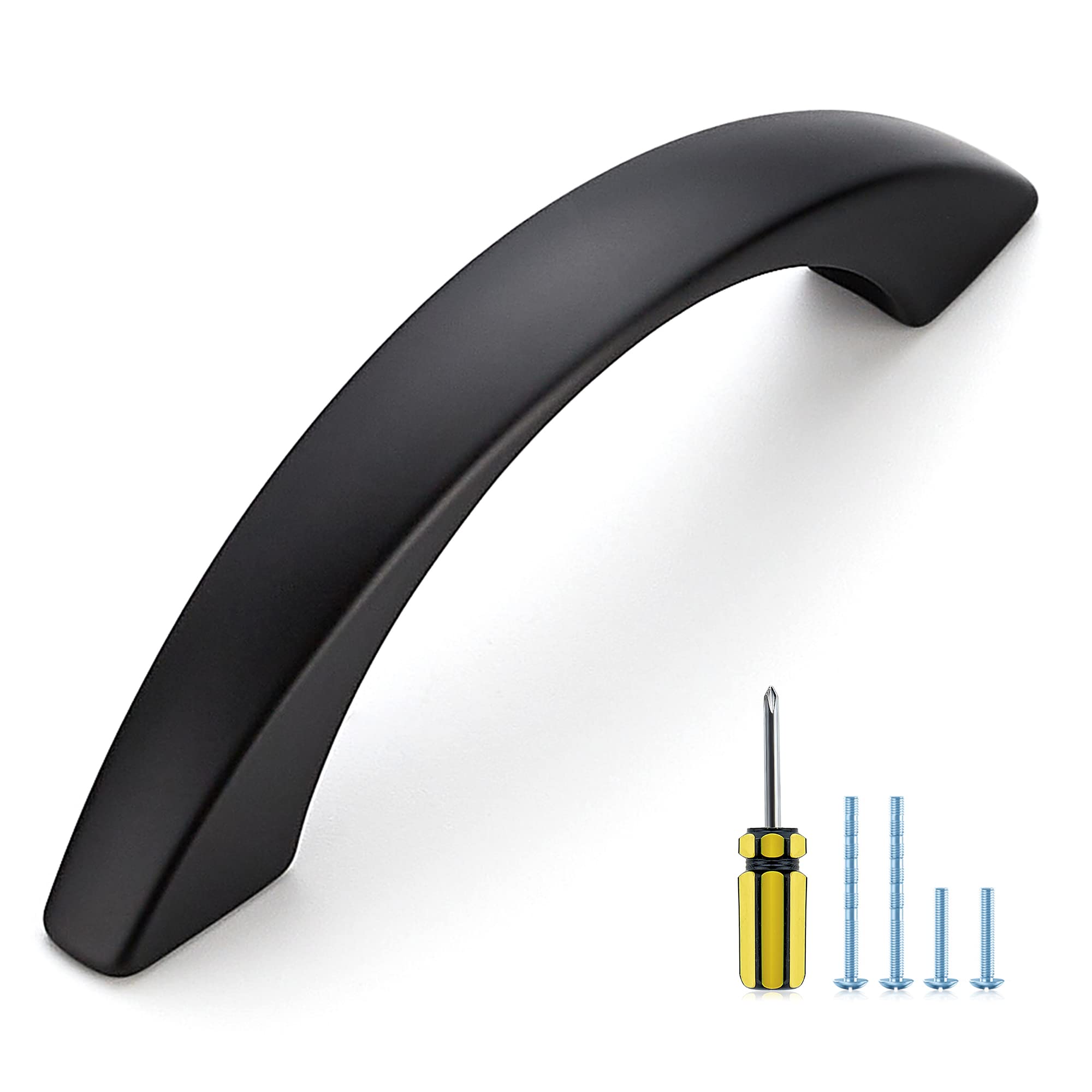 Photo 1 of Ravinte 10 Pack Cabinet Pulls 3 Inch Matte Black Curved Drawer Pulls for Kitchen Cupboard Arch Pulls for Dresser Drawer Cabinet Hardware Come with Screwdriver