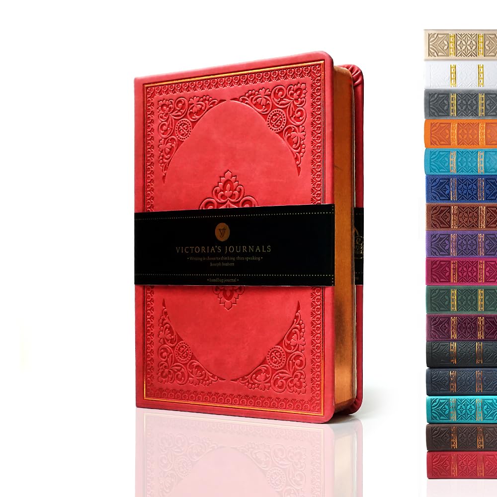 VICTORIA'S JOURNALS Leatherette Vintage Journal Hard Cover Lined Notebook Old Looking Travel Pocket Diary, Mini B6 Size 6.5'' x 4.7''