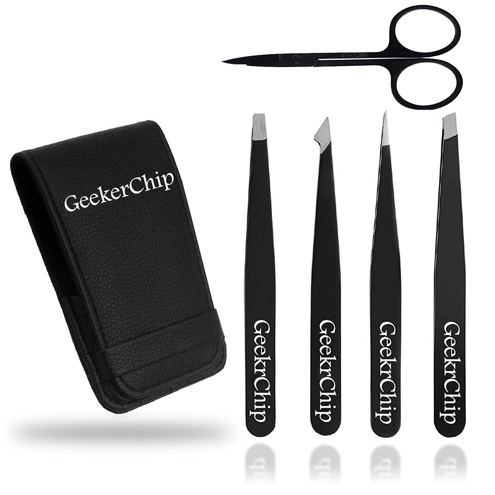 GeekerChip 5 x Professional Stainless Steel Eyebrow Tweezers, Ideal for Facial Hair Removal, for Your Daily Beauty Routine