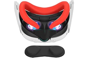 Vakdon Silicone Face Mask Compatible with Oculus/Meta Quest 3 Face Cushion VR Mask with Anti-Leakage Light Blocking Nose Guard and Lens Protector, Washable VR Sweat Cover Accessories (Red)