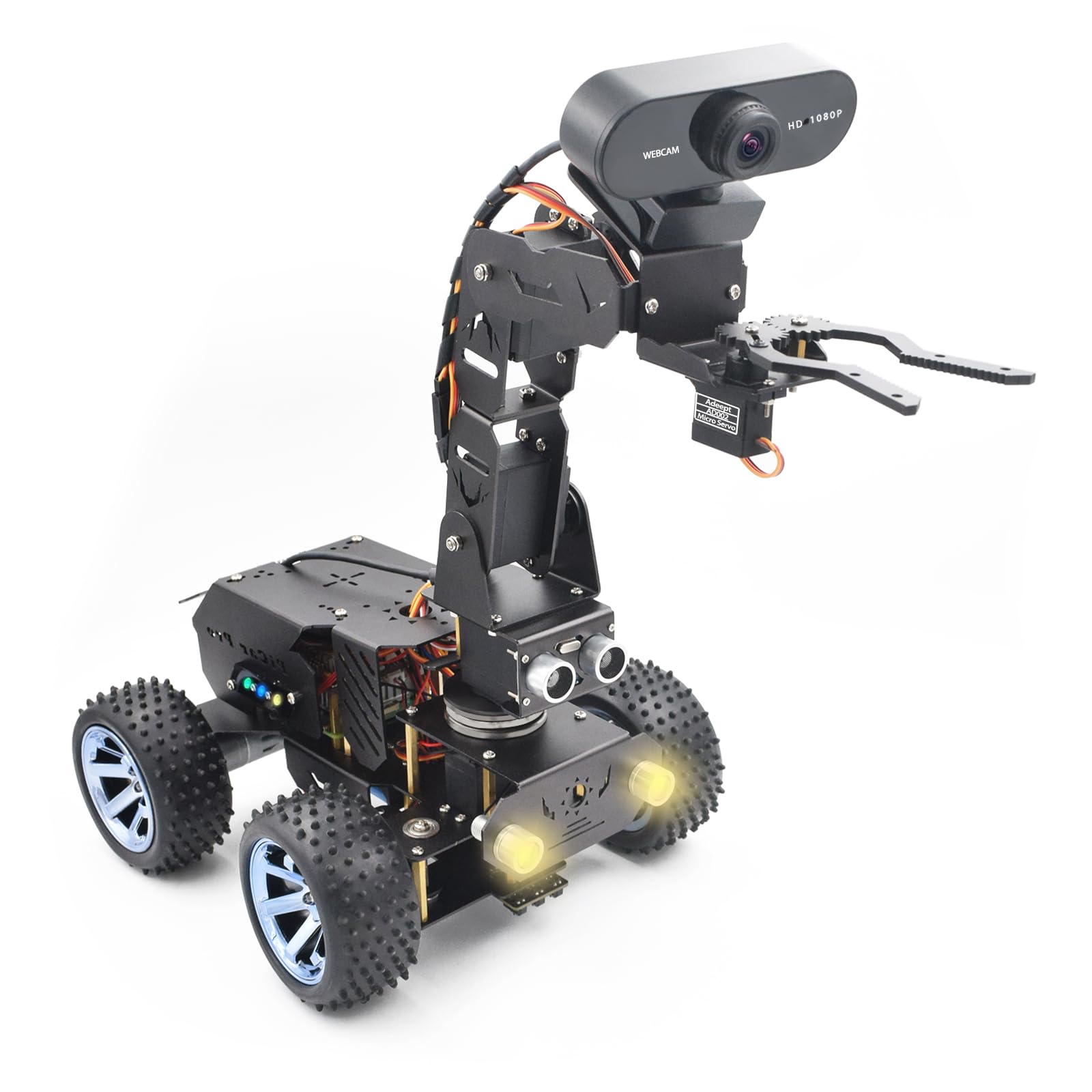 Adeept PiCar Pro V2 Smart Robot Car Kit with 4-DOF Robotic Arm for Raspberry Pi 5/4/3(Pi NOT Included), Programming Educational STEM Project Robotics, Obstacle Avoidance, Line Tracking, USB-C Charging