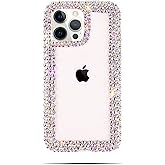 Bonitec Compatible with iPhone 13 Pro Max Case for Women Girls 3D Glitter Sparkle Bling Case Luxury Shiny Cute Crystal Charms Rhinestone Diamond Bumper Clear Protective Cases Cover Clear