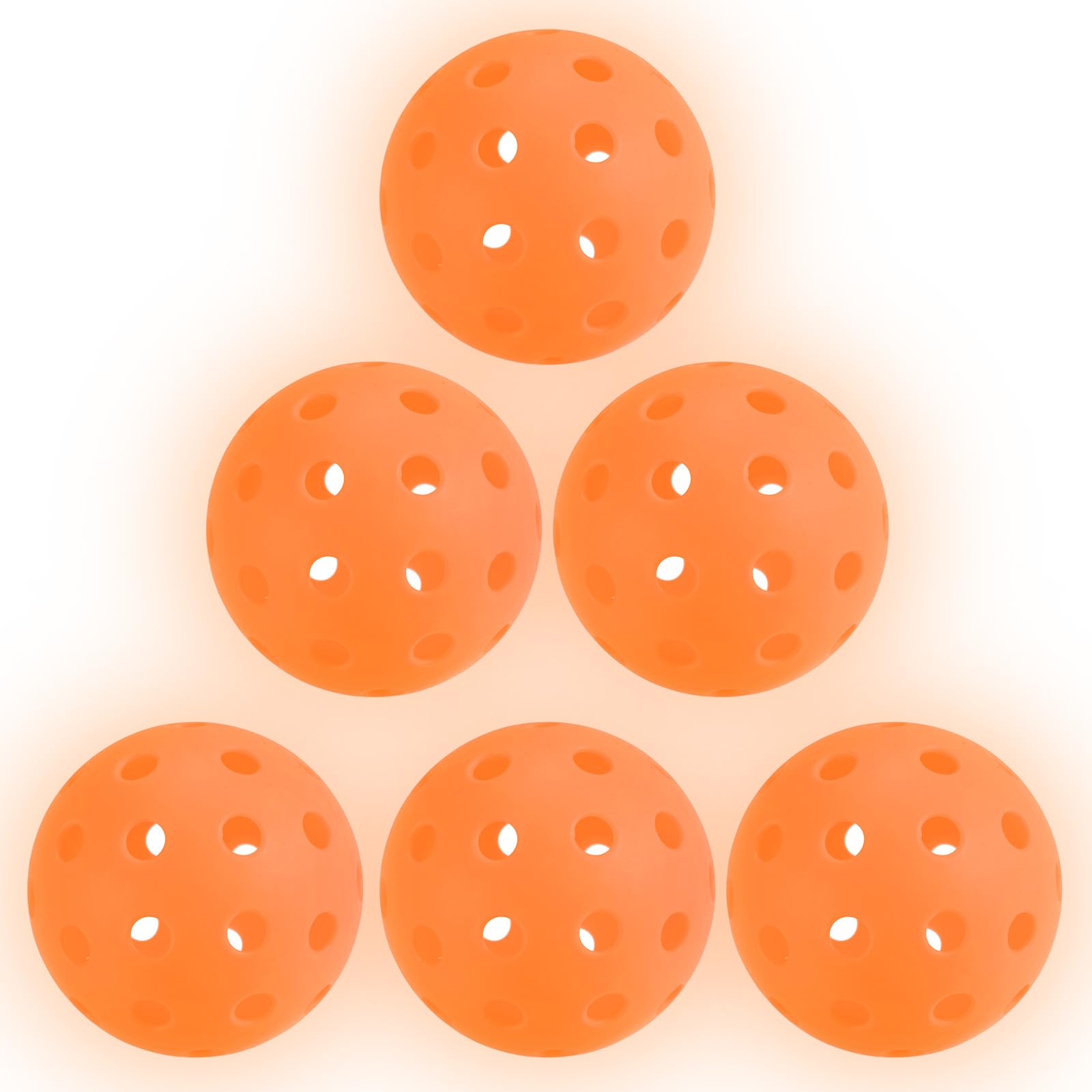 PATIKIL Luminous Pickleball Balls, 40 Holes Glow in the Dark Pickleball 6 Pack Outdoor Pickleball Balls with Mesh Bag for Indoor and Outdoor Sport, Orange