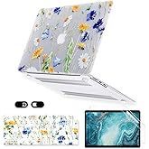 Case for MacBook Pro 14 inch M5 M4 M3 M2 M1 A3434 A3112 A3185 A3401 A2918 A2992 A2779 A2442 2025-2021 Release, 3D Effect Matte Clear See Through Hard Cover&Keyboard Cover, Floral Pattern