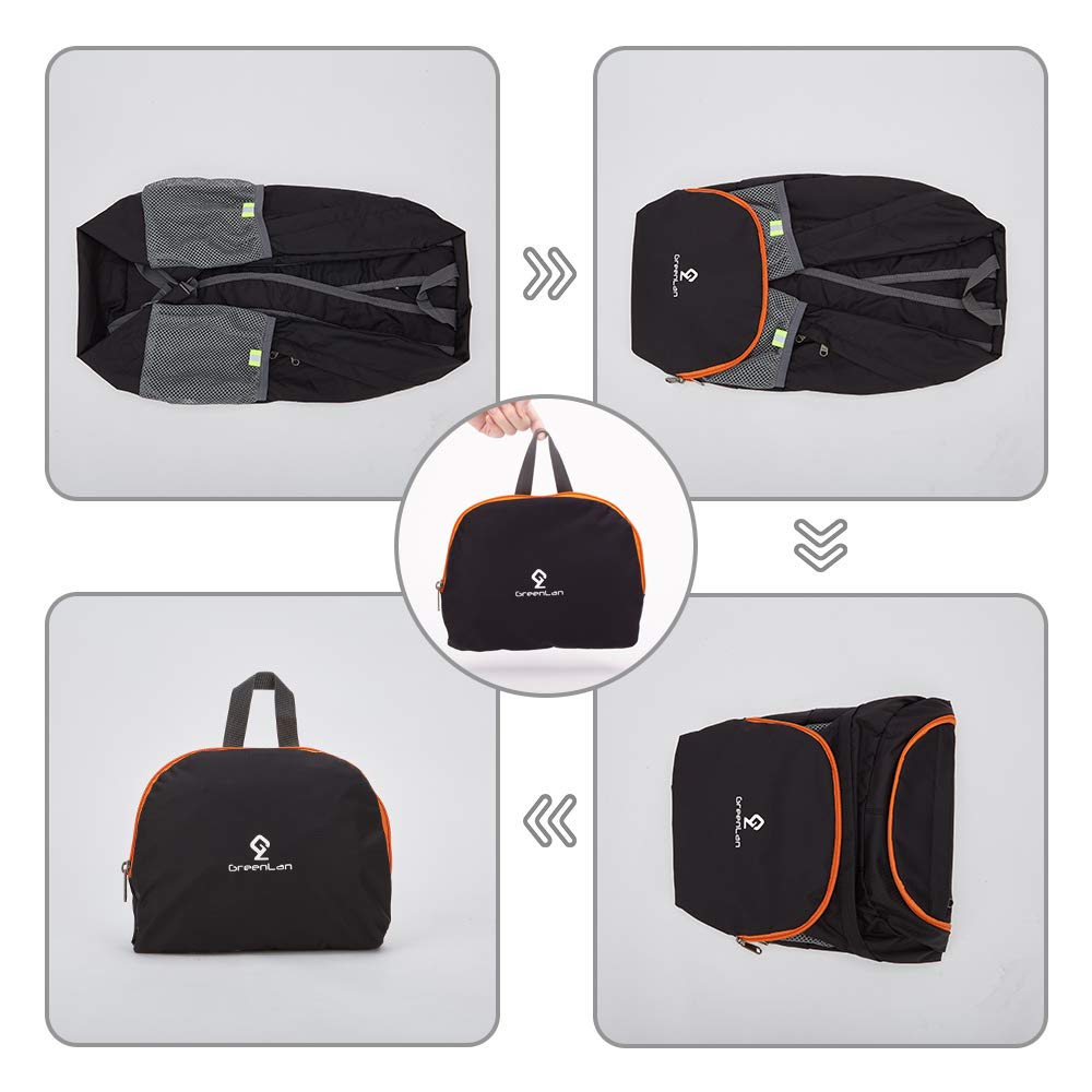 Lightweight Packable Backpack Water Resistant Hiking Daypack 25L - Foldable Camping Outdoor Bag(Black)