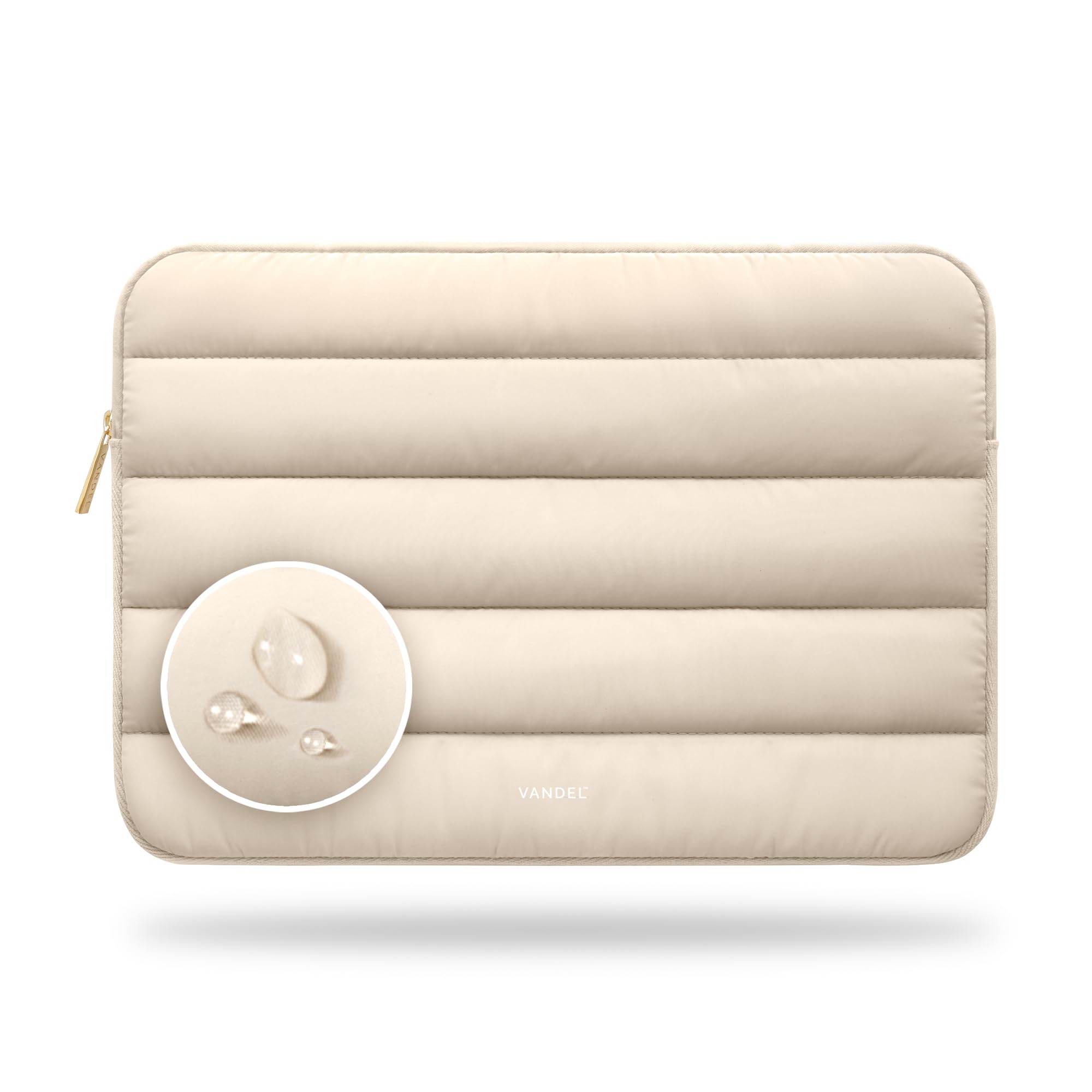 Vandel Puffy 15-16 Inch Beige Laptop Sleeve for Women - MacBook Pro 16 Inch Case, 15.6 Inch HP Carrying Case