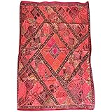 Mogul Authentic Vintage Tapestry Red Banjara Tribal Headboard Wall Hanging 90X80 inches