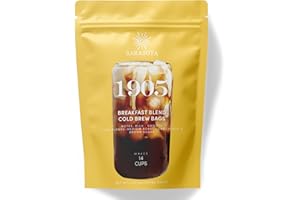 SARASOTA COFFEE & TEA CO. Sarasota Coffee 1905 Cold Brew Coffee Bags | Breakfast Blend Blonde-Medium Roast | 100% Arabica | Smooth & Low Acid | Ground Pouches | Cold Brew Kit Makes 14 Cups | Rich & Smooth Flavor