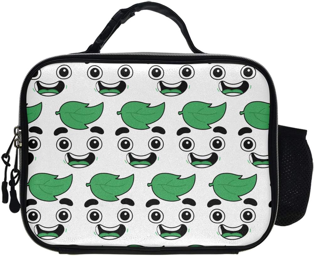 Guava Juice Leaf Black Insulated Lunch Box With handle Mesh Package for Women Men Teens Kids