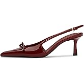 Mattiventon Slingback Heels for Women Kitten Heels Bow Ankle Strap Pointed Toe Heel Sexy Wedding Dress Party Pumps