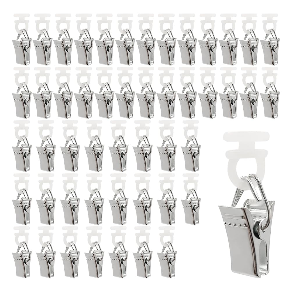 UMCHU Pack of 50 Metal Clips, Shower Curtain Clips, Curtain Clips, for Curtains, Shower Curtains, Photo Decors, Home Decoration.