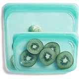 Stasher Silicone Reusable Storage Bag, Sandwich + Snack (Aqua) | Food Meal Prep Storage Container | Lunch, Travel, Makeup, Gy