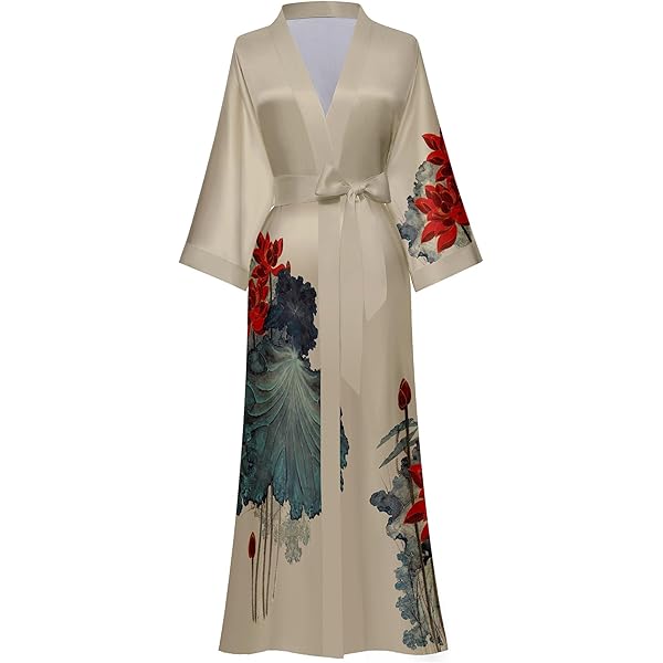 chinese dress ladies Chiffon Sleeve Maxi Satin Robe - White main image 0