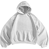 SHENHE Men's Oversized Hoodies Y2K Heavy Weighted Hoodie Long Sleeve Drop Shoulder Sweatshirt Casual Pullover
