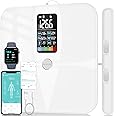 Lepulse Body Composition Scale, 8 Electrode Bathroom Smart Scale with Bmi, Body Fat, Muscle Mass, Scale for Body Weight and Fat with 20 Body Fat Scale, Large Color Display and Report (White)