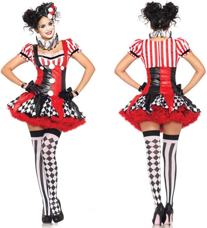 Khdfyer Sexy Pyjama Damen 4 Stuck Erwachsene Frauen Lustige Harley Quinn Kostum Clown Zirkus Cosplay Karneval Halloween Kostum Performance Kleidung Amazon De Bekleidung