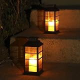 Tomshine Outdoor Solar Lanterns 2 Pack Flickering Candle Lights Patio Garden view 6