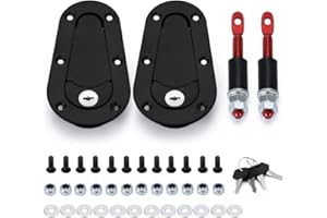 Hypertune Universal Racing Car Flush Hood Latch & Pin Kit - Engine Bonnet Lock Kit - Flush Mounted Hood Pins - Black