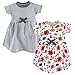 Touched by Nature baby girls Organic Cotton Short-sleeve and Long-sleeve Dresses Playwear Dress, Garden Floral Short Sleeve, 3T US