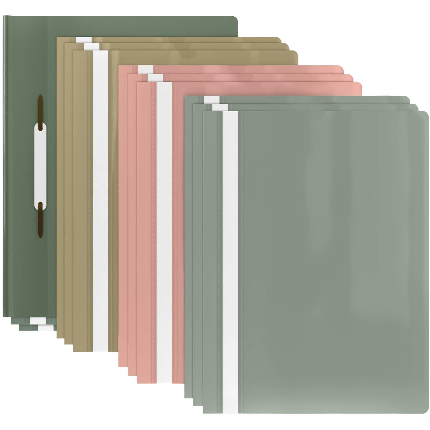 ACROPAQ - 12 x Presentation folders A4 - Transparent Front Pocket, Plastic folders A4 for Upto 70 Pages, Pastel Colour Mix - A4 Plastic folders, A4 Project Folder