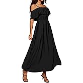 Ystguic Women's Casual Off The Shoulder Dress Empire Waist Maxi Dresses 2025 Lightweight for Vocation