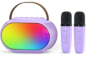 Heroange Karaoke Microphone Machine for Kids, Portable Speaker with 2 Wireless Microphones, Toy for Girls Boy Ages 3, 4, 5, 6, 7, 8, 9, 10, 11, 12+ Years Old, Christmas Birthday Gift for 4-12(Purple)