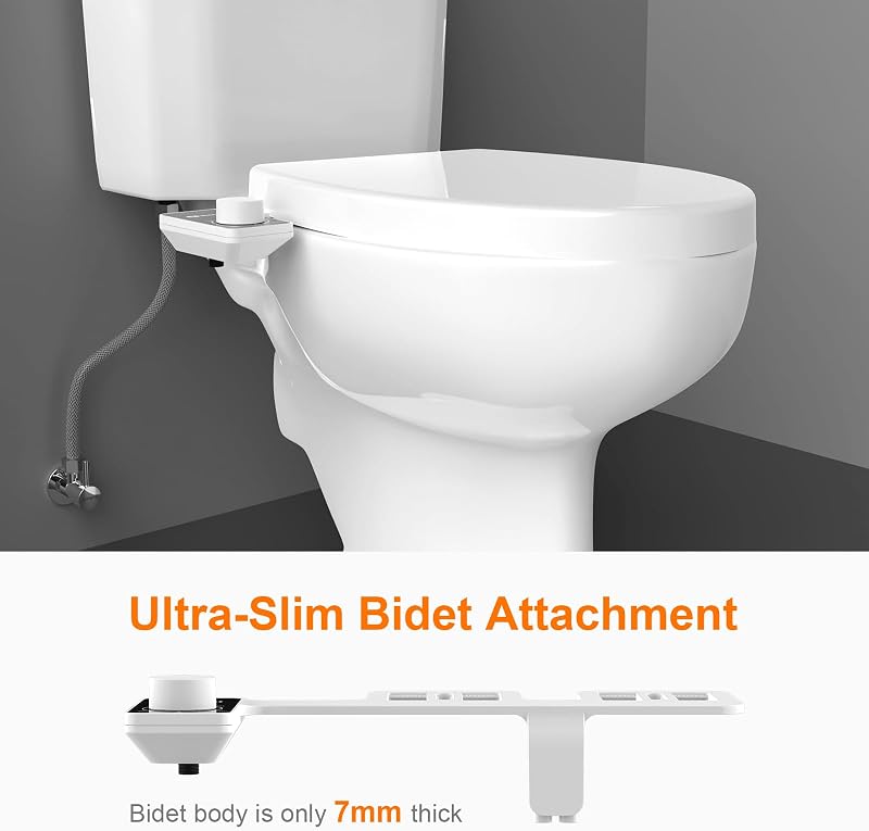 Bidé para WC com bico retrátil duplo, bidé portátil para sanita não elétrica, adaptador para sanita, com jato de água fria, pressão de água ajustável e fácil de instalar, M41050