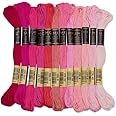 UMC STAG 12 Pieces | Premium Embroidery Thread | 100% Egyptian Cotton Premium Skeins | Cross Stitch Embroidery Floss | Oeko TEX Certified Stranded Cotton (Pink Tones)