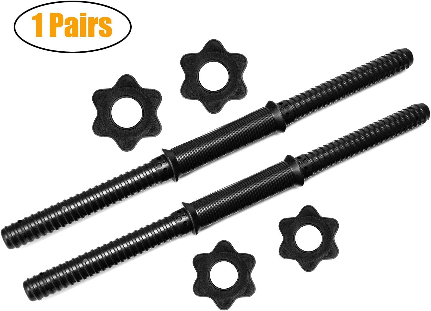 Hioffer 17.7" Pair of Dumbbell Bars Threaded Dumbbell Handle Set Home Gym Fitness Exercise Adjustable