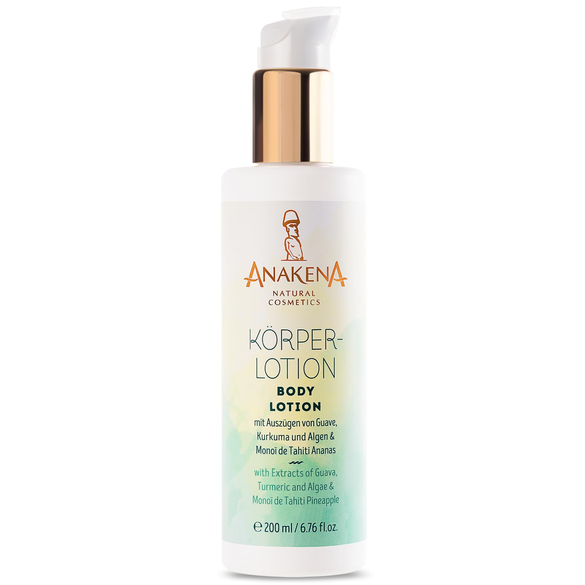 ANAKENA Natural Cosmetics - Natural Cosmetics - Body Lotion with Extracts of Organic Guava, Turmeric, Organic Algae and Monoï de Tahiti Natural Pineapple, 200 ml, Women and Men