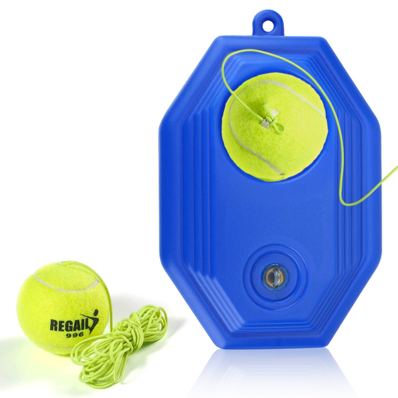 20x15cm/7.87x5.9inch Tennis Trainer Base, Tennis Trainer Set with 2 Rebound Balls Portable Self Practice Rebound Ball with 380cm/149.6 Inch Highly Elastic Rope for Any Level Training