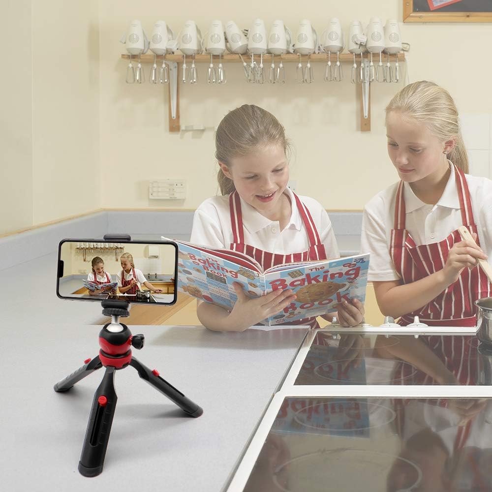 Mini Phone Tripod, Small Tabletop Tripod for iPhone Samsung Sports Camera DSLR Gopro with Remote Control and Universal Mount Holder, 360° Rotating Metal Ball Head : Camera & Photo