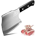 BLADESMITH Bone Cleaver Knife, Full Tang, Heavy Duty use, for Big Bones and frozen meat, Axe Blade Shape, 2lbs -7mm Thickness high Carbon Steel, Black wood Handle,2025 Gifts
